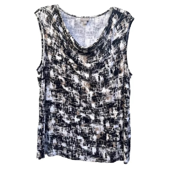J. Jill Tops - J Jill sleeveless top XL wearever collection brown tan abstract print layering